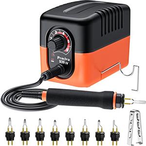 Preciva Kit Pirografia Legno, Preciva Stazione di Pirografia di Ferro 23W con Temperatura Regolabile da 250°C a 600 °C con 8 Teste di Penna