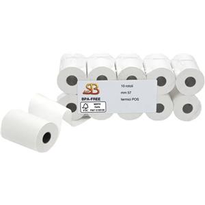 SABACART Rotolo Carta Termica BPA Free 57mm x 18m per POS e Carte di Credito - Blister 10 Pezzi