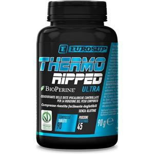 Eurosup Thermo Ripped Ultra - Integratore Termogenico in Compresse per la Riduzione del Peso con 200 mg di Caffeina, Senza Glutine