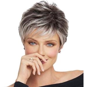 Wedhapy Parrucche per donne parrucca sintetica parrucca riccia marrone bianco parrucca corta con pelo traspirante elegante 11 pollici 130g parrucche per cosplay per il trucco