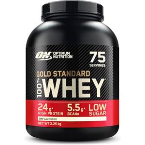 Optimum Nutrition Gold Standard 100% Whey Proteine in polvere per lo Sviluppo e il Recupero Muscolare con Glutammina e Aminoacidi BCAA Naturali, senza Aromi, 75 dosi, 2,25kg, la Confezione può Variare