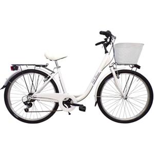 Cicli Tessari - bicicletta donna bici da passeggio city bike 26 cambio 6 velocita' telaio basso (bianco)
