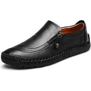 Moodeng Mocassini Uomo Pelle Estivi Classic Scarpe Loafers Slip On Scarpe da Guida Scarpe da Barca (Nero, Numeric_45_Point_5)