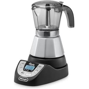 De'Longhi Alicia PLUS EMKP42.B Caffettiera Moka Elettrica 2-4 Tazze, Caffè caldo per 30 minuti, Spegnimento automatico, Risparmio energetico, Facile da usare e da pulire, Nero/Argento