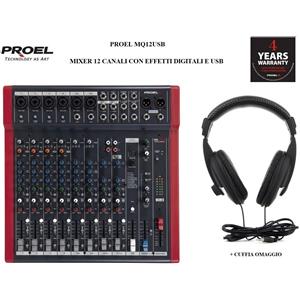 Proel MQ12USB Mixer Analogico Professionale 12 Canali con Effetti Digitali e USB