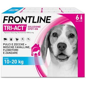 FRONTLINE Triact, 6 Pipette, Cane M (10-20Kg), Antiparassitario per Cani e Cuccioli di Lunga Durata, Protegge il Cane da Pulci, Zecche, Zanzare, Pappataci e Leishmaniosi, Antipulci 6 Pipette
