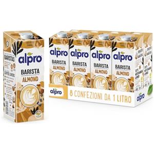 ALPRO BARISTA PROFESSIONAL, Bevanda alla MANDORLA, Alternativa Vegetale al Latte, Naturalmente Senza Lattosio, per Deliziose Creazioni da Bar 100% vegetale - 8 confezioni x 1 Litro