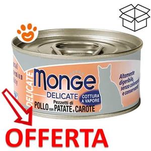 Monge Cat Delicate Pollo con Patate e Carote - Lattina da 80 Gr - CONFEZIONE RISPARMIO