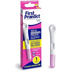 First Praedict CARE for you - First Praedict, Test Precoce di Gravidanza - Test a responso immediato già a 6 giorni prima dell'inizio previsto del ciclo, Nessun'altra marca te lo dice prima, 1 stick per confezione