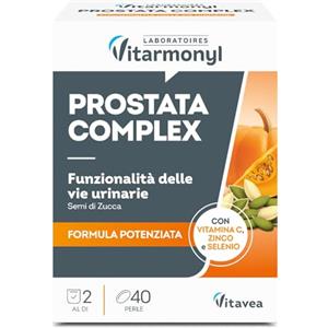 Vitarmonyl Prostata Complex - Integratore Prostata Uomo - Con Vitamina C e Semi di Zucca - Supporta il Benessere Urinario - Ideale per Over 50 - 40 Perle