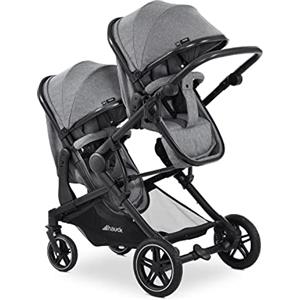 hauck Passeggino Gemellare Atlantic Twin - hauck Passeggino Doppio con Navicella 2in1 e Seduta Sportivi - Grigio Melange