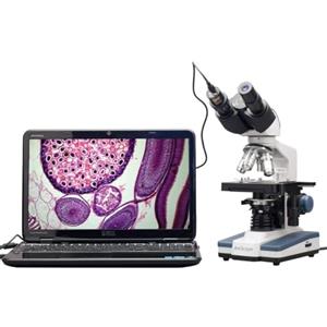 AmScope - Microscopio Binoculare Digitale Composito, 40X-2500X Zoom, Illuminazione LED, Con 3D Stage e Fotocamera USB da 1,3 MP - B120C-E1