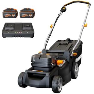 WORX Nitro WG737E tagliaerba a batteria 40 V (2 x 20 V) - potente motore brushless - larghezza di taglio 37 cm - 6 livelli di altezza di taglio (20 - 70 mm) - sacco di raccolta erba da 40 l