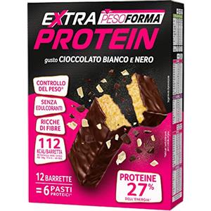 PESOFORMA EXTRA PROTEIN, Barrette Proteiche al Gusto Arachidi e Caramello, Pasto Sostitutivo con Vitamine e Minerali, Per il Controllo del Peso, Confezione da 12 Barrette, 372 g