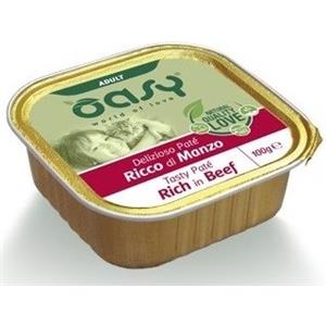 Oasy Delizioso Paté Manzo 100g - Cibo Umido Completo per Gatti Adulti, Senza Cereali e Altamente Digeribile