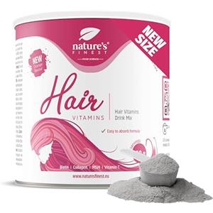 Nature's Finest by Nutrisslim Vitamine Per Capelli, Accelera la Crescita dei Capelli, Alto Dosaggio di Biotina 450 μG, Arricchito con Collagene, Senza Zucchero - Per Capelli Sani e Forti