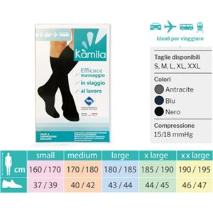 CA-MI Kàmila Gambaletto Unisex Nero XXL - Calza Preventiva in Cotone e Microfibra Qskin®