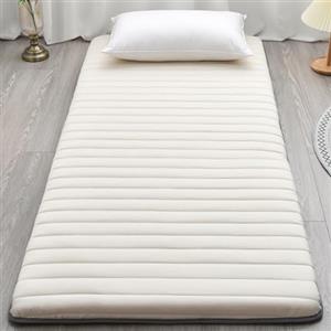 DECORN Materasso a pavimento, singolo, ispessito, 5 cm, morbido,portatile, arrotolabile, letto pieghevole, per casa e campeggio (colore: crema, 80 x 190 cm)