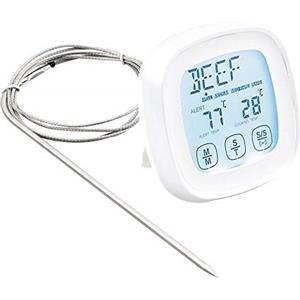 DollaTek Termometro per Carne Termometro per Alimenti a Lettura istantanea Termometro da Cucina Digitale con sonda di Allarme Timer per Forno, Cucina, Grill, affumicatore - Bianco