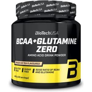 BioTechUSA BCAA + Glutamine Zero | 40 Dosi | Vegan | Senza Zucchero | Senza Glutine | Rapporto BCAA 2:1:1 | 480 g | Tè freddo alla pesca