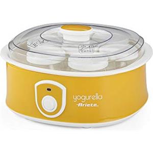 Ariete 617 Yogurella - Yogurtiera Elettrica - 7 vasetti in vetro - 1,3kg di yogurt fatto in casa - 20 Watt - Bianco e Giallo