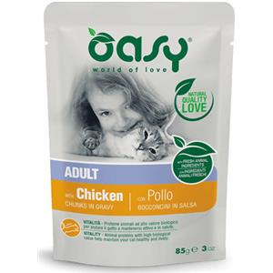 Oasy per Gatto Adult con Bocconcini di Pollo in salsa da 85 gr