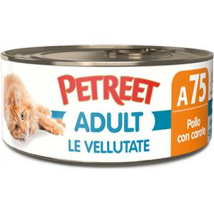 Petreet Cibo Umido per Gatti Adulto - Vellutata di Pollo e Carote 70 gr - Consistenza Cremosa e Ingredienti Naturali