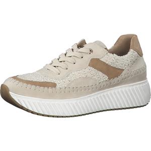 MARCO TOZZI Sneakers con Zeppa Donna con Motivo Pied-de-poule Eleganti, Beige (Cream Comb), 37 EU