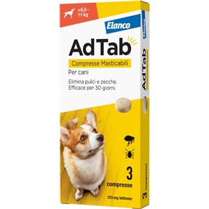 Elanco AdTab Compresse Masticabili per Cani da 5,5 a 11 Kg - Efficace contro Pulci e Zecche