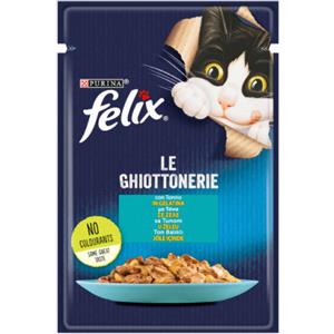 Purina Felix Le Ghiottonerie Cibo Umido per Gatti Gusto Tonno - Busta da 85 gr, Confezione da 26 Pezzi