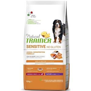 Natural Trainer Sensitive No Gluten - Alimento Secco per Cani Mature Medium/Maxi con Salmone - 12 kg