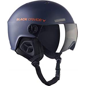 BLACK CREVICE Casco da sci Gstaad I Casco da sci con visiera stile pilota in diversi colori I Casco da sci per Uomo & Donna I Casco da sci in policarbonato I Casco traspirante I Regolabile (S/M (54-57 cm), navy/orange)