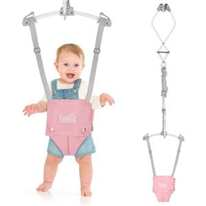 FUNLIO Altalene da Porta Bebè per 6-24 Mesi (Con Clip Porta), Portello per Bambino con Molla Robusta e Cinghia Regolabile, Sdraietta Porta Neonato Portatile, Facile da Montare, Certificate CE - Rosa