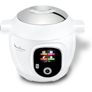 Moulinex Cookeo+ Multicooker intelligente ad alta pressione, 6 l, 80 ricette integrate, senza sorveglianza, schermo intuitivo, guida alla cottura passo-passo, applicazione dedicata, bianco CE854110