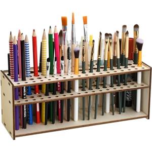 Cozlly Supporto per Pennelli per Pittura in Legno, Porta Pennelli in Legno, Supporto per Pennelli da Artista, Porta Pennelli, Organizer da Scrivania per Pennelli Penne per Schizzi Pennelli da Trucco