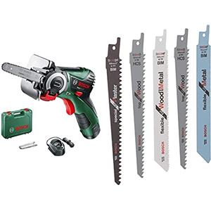 Bosch 06033C9000 Microsega Con Microlama Nanoblade, 12 V, Verde, 1 Pezzo, 0 - 4.100 Giri/Min & Set 5 Lame Varie Applicazioni Per Keo