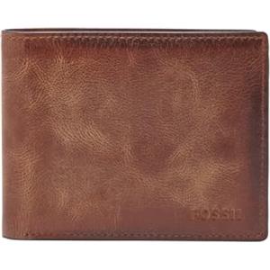 Fossil Derrick Set di portafogli in pelle o poliestere per uomo, 11.5 cm L x 2 cm W x 9 cm H, Marrone mandorla