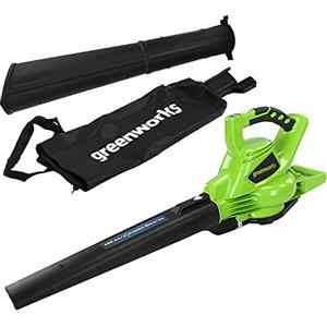 Greenworks GD40BV Aspiratore Soffiatore a Batteria per Foglie, con Motore Brushless, 280km/h, 9,63m³/min, Sacco di Raccolta da 45L, SENZA Batteria 40V e Caricabatterie, Garanzia 3 Anni