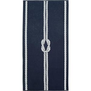 ZOLLNER Telo mare 100x200 cm - asciugamano da spiaggia assorbente e resistente - lavabile a 60°C - Cotone - Design blu con nodo marino e corda bianco - Certificato Oeko Tex (R)