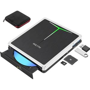 NOLYTH Unità esterna Blu Ray USB C Bluray Masterizzatore Esterno, USB 3.0 Portable External Blu-ray Drive CD DVD BD Player per PC Mac Laptop Windows 11/10 MacBook Linux