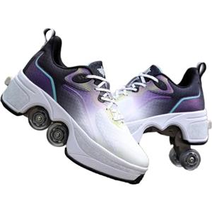LDRFSE Scarpe con rotelle, scarpe rotelle Bambini e ragazzi, 2 in 1 scarpe con le rotelle, Deformazione Multifunzionale Skate Pattini A Rotelle Pattinaggio Calzature Sportive da Esterno per Adulti Unisex