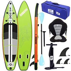 Liszton Tavola gonfiabile SUP Board Set Stand Up Paddle Board con kayak, portata 150 kg, base per fotocamere sportive, pinne di pesce rimovibili, doppia pagaia, 330 x 76 x 15 cm, Verde menta