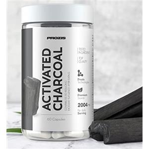 Prozis Activated Charcoal 60 capsule - carbone vegetale naturale, migliora gonfiore, assorbe gas addominali