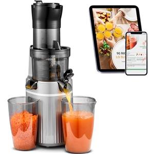 AAOBOSI AOBOSI Estrattore frutta e verdura 200 W- Estrattore con coperchio di sicurezza reversibile-Estrattore di succo- Estrattore frutta e verdura a freddo per frutta e verdura con chip intelligente. Grigio