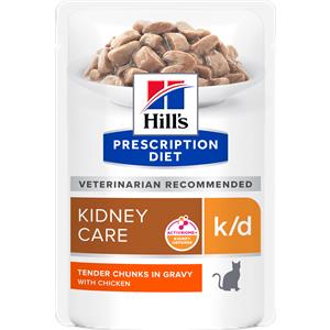 Hill's Prescription Diet k/d Alimento Umido per Gatti al Pollo - 85 g, Supporto Renale Clinicamente Provato