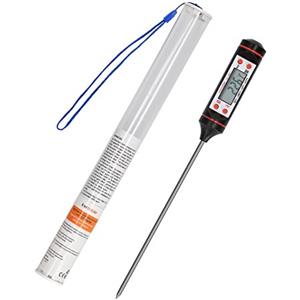 kwmobile Termometro da Cucina Digitale - con Display LCD e Sonda in Acciaio Inox - Indicatore Temperatura per Alimenti Carne Dolci Bevande Latte
