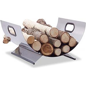 Relaxdays Cesto Portalegna Acciaio Inox Cassa Cassetta Contenitore per Legname Moderno HxLxP: 19x37x33 cm Argentato