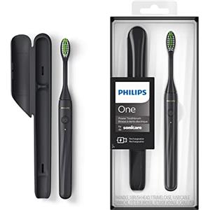 Philips Spazzolino ricaricabile Philips One - Spazzolino elettrico nero shadow modello HY1200/26, Philips One, Nero