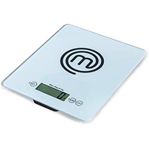 MasterChef Bilancia Cucina Digitale, Pesa Cucina Elettronica per Alimenti, in Grammi e Once (Limite di 5 kg), con Funzione Tare, Vetro temperato, Spegnimento Automatico, Professionale, Argent