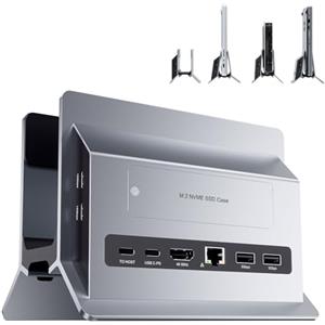 PULWTOP Docking Station Verticale USB C, Supporto Mac Mini Dock con alloggiamento M.2 NVMe(SSD non incluso), 4K@60 Hz, 2*USB C10 Gbit/s, Laptop Dock compatibile per MacBook Pro/Air, Mac mini & Laptops
